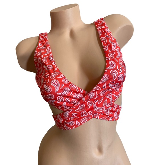 VerdeLimon Calico Paisley Bikini Top Wrap L - Picture 3 of 6